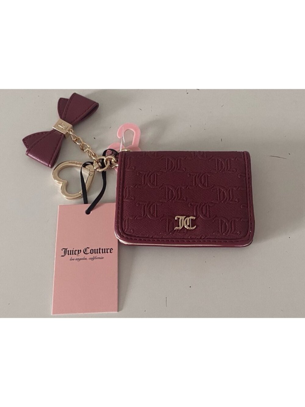 Juicy Couture Cranberry Juice For The Girls Wallet Card Case Key Fob W/Charm NEW